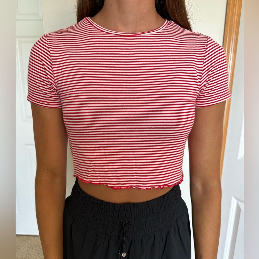 Pacsun T-shirt, red and white striped